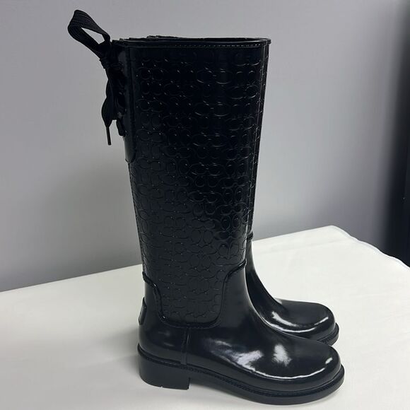 Coach-Classic Signature Logo Lace Up Rain Boots - Picture 4 of 15